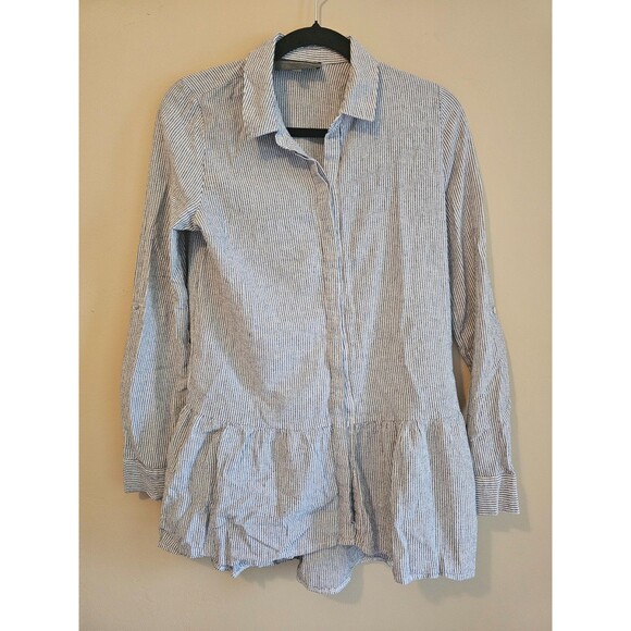 Anthropologie Tops - Anthropologie Sunday In Brooklyn Top Med blue striped flare waist